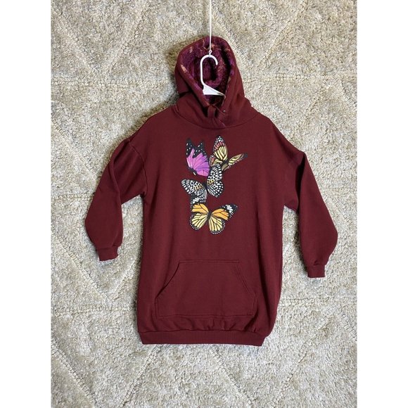 No Boundaries Women's Tunic Hoodie Large 11-13 Butterfly Graphic Logo - Picture 2 of 12